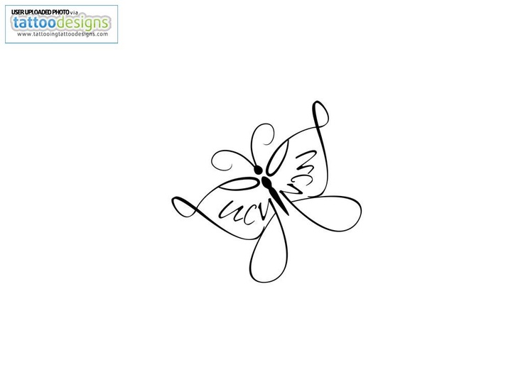 Creative Simple Butterfly Names Tattoo Design