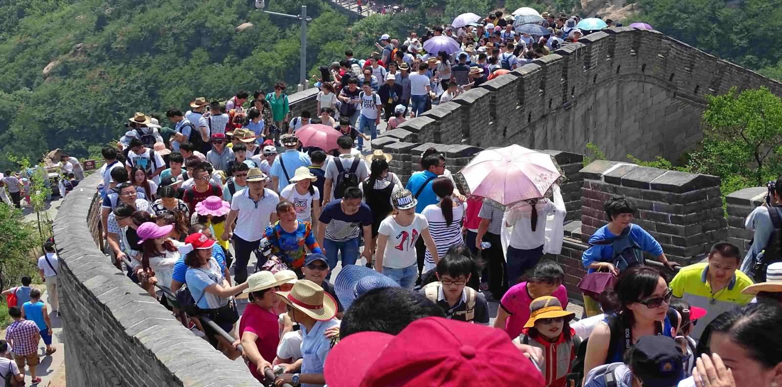 Crowd At The Great Wall Of China