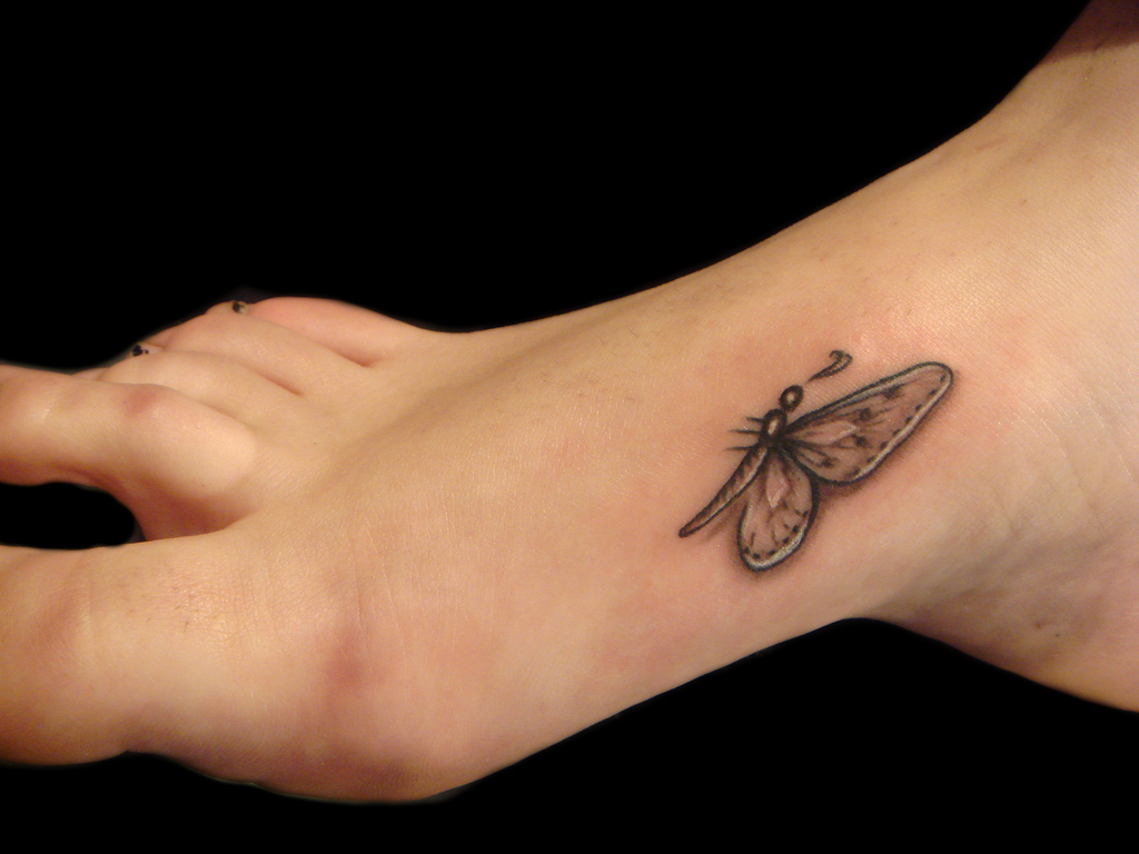 Cute Baby Butterfly Tattoo On Foot For Girls