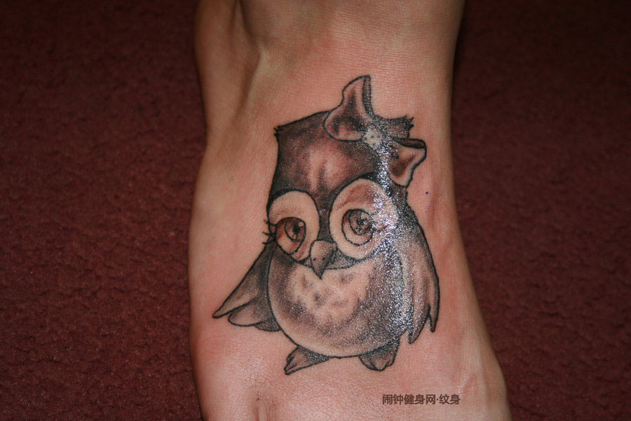 Cute Baby Owl Foot Tattoo