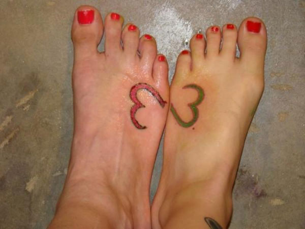24+ Cute Heart Tattoos On Foot