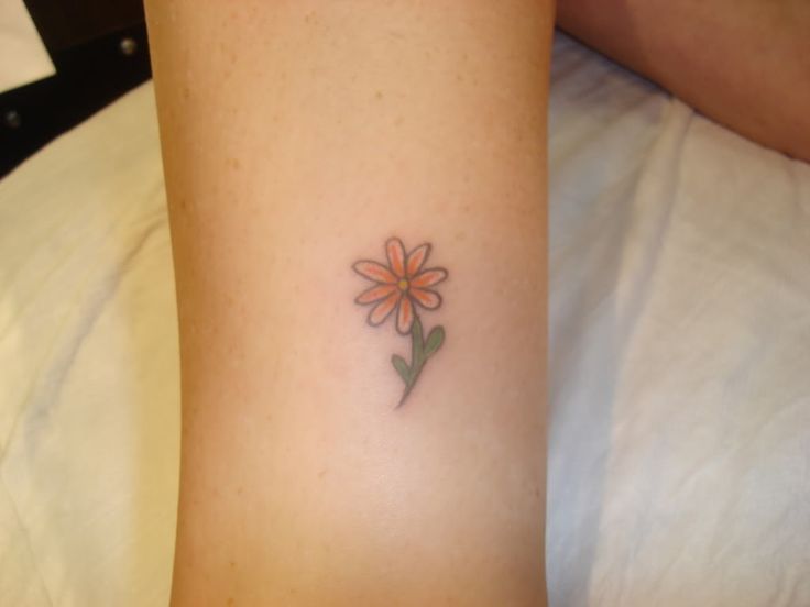 Cute Daisy Flower Ankle Tattoo