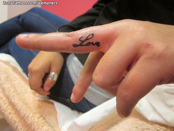 Cute Love Tattoo On Inner Finger