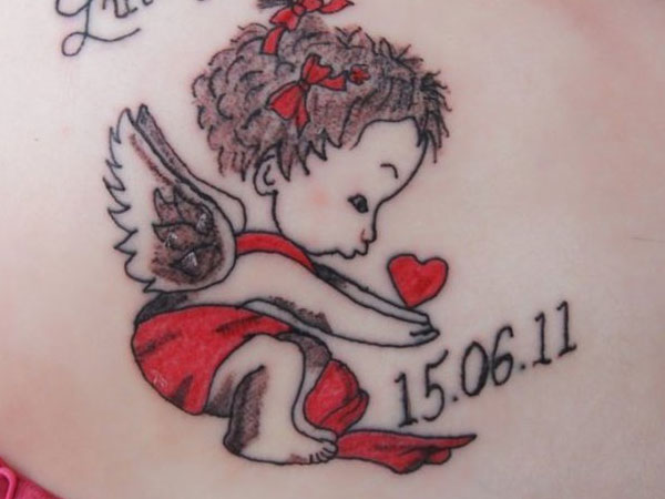 Cute Loving Memory Cherub Angel Tattoo