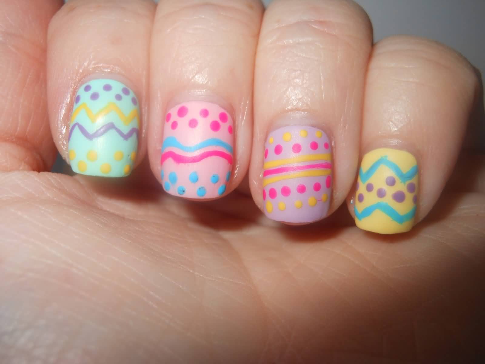 Cute Multicolored Easter Nail Art