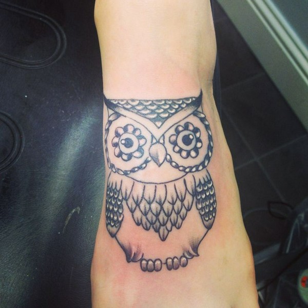 Cute Owl Foot Tattoo