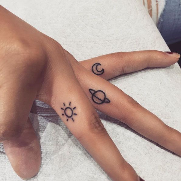 Cute Space Inner Fingers Tattoo By Romeo Lacoste