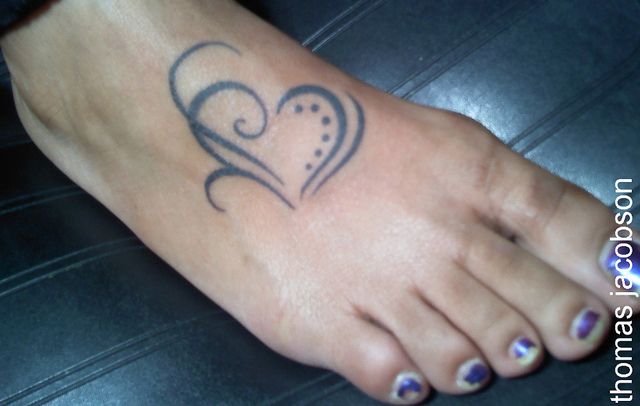 Cute Tribal Heart Foot Tattoo