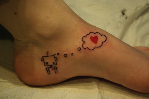 Cute Valentine Heart Foot Tattoo