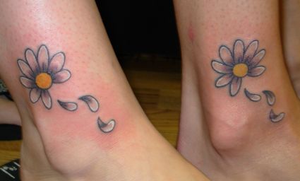 Daisy Flowers Foot Tattoo