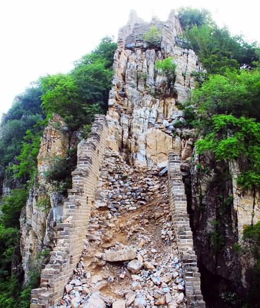 Damaged Part Of The Great Wall Of China
