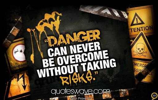 Danger can never be overcome without taking risks