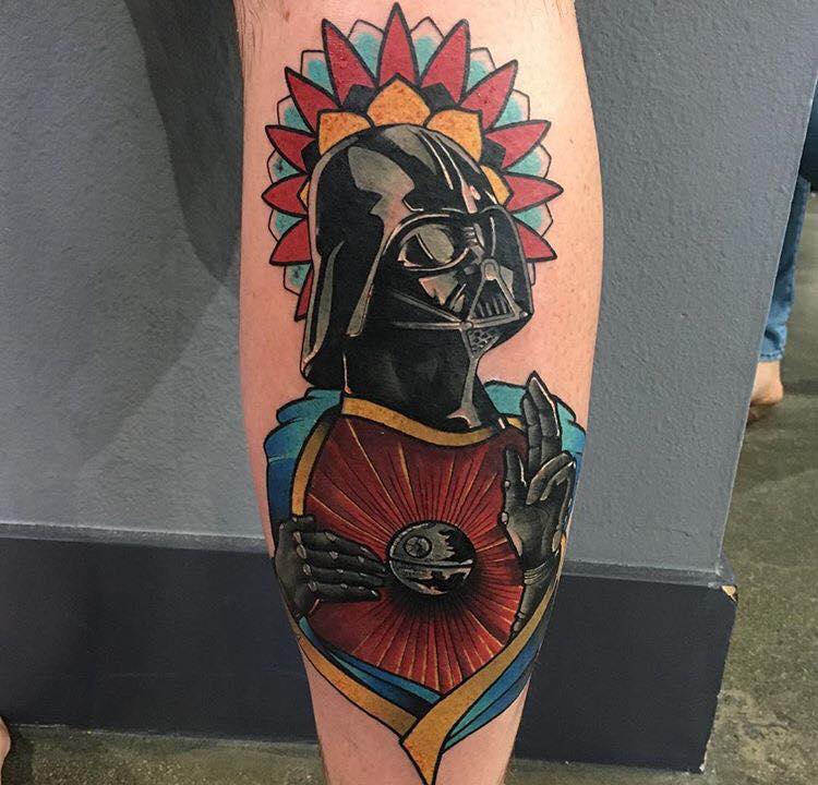 Darth Vader Tattoo On Leg by Chad Lambert