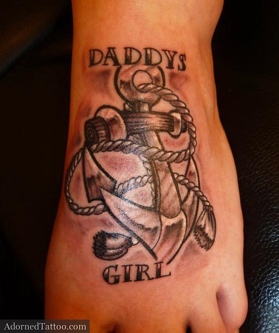 Day Girl Anchor Foot Tattoo