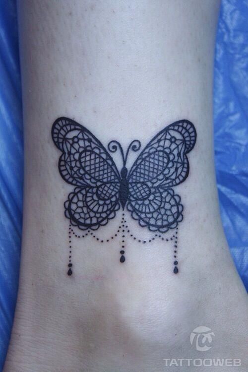Decorative Butterfly Tattoo On Ankle