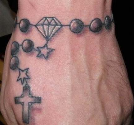 Diamond Rosary Wristband Tattoo