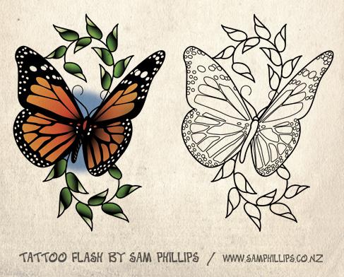 Different Color Butterfly Tattoos Design By Sam Phillips