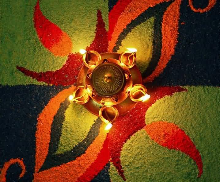 Diwali Rangoli Decoration Idea With Diyas