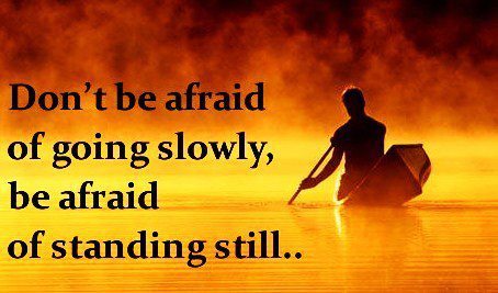 Don't be afraid of going slowly, be afraid only of standing still