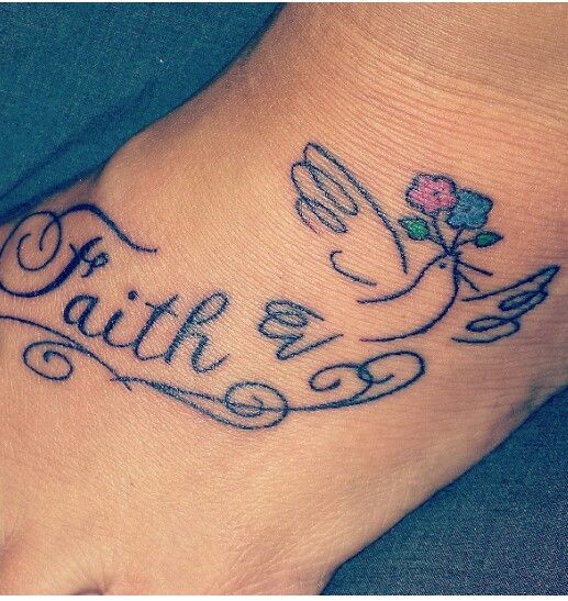 Dove Faith Tattoo On Foot