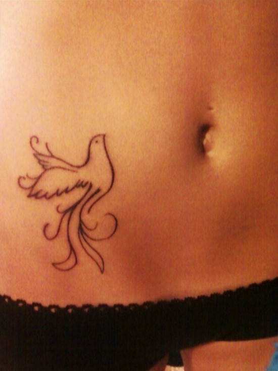 Dove Tattoo On Girl Right Hip