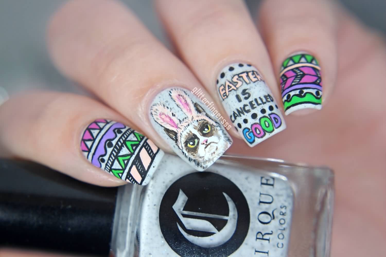 Easter Bunny And Egg Design Nail Art