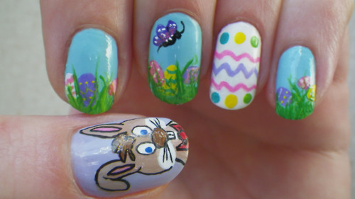 Easter Bunny And Egg Nail Art