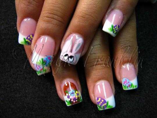 Easter Bunny And Eggs Nail Art