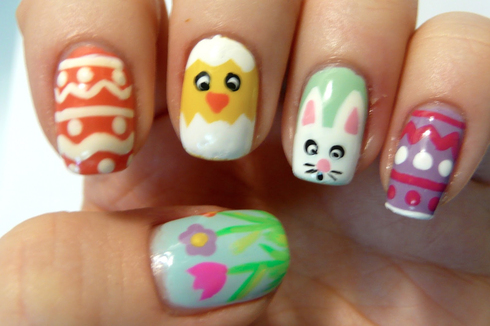 Easter Bunny, Chick And Egg Nail Art
