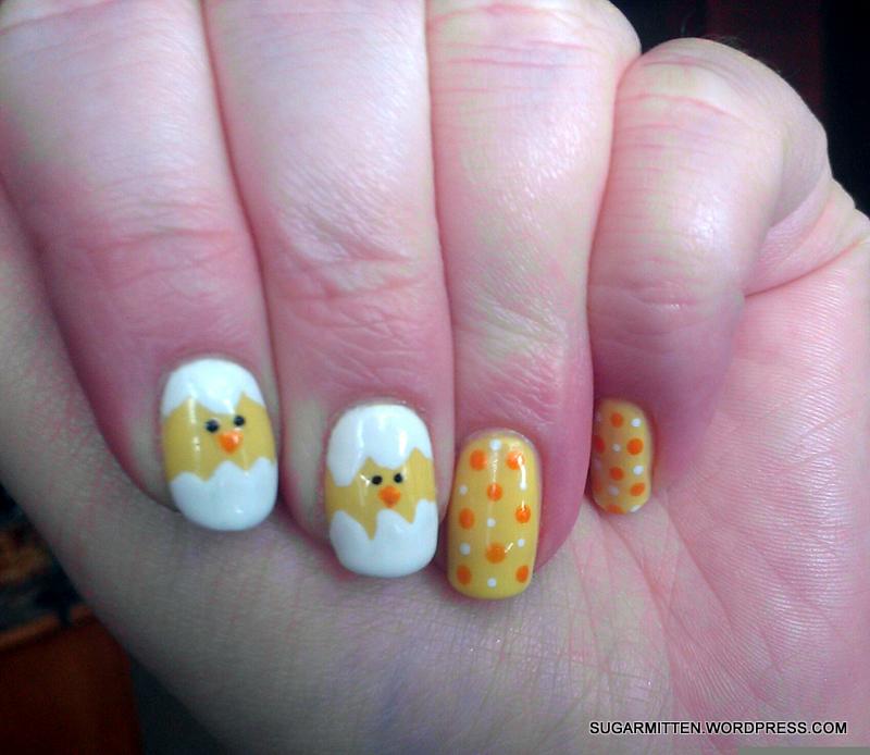Easter Chick In Egg Nail Art
