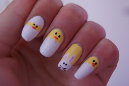 Easter Chicks And Bunny Nail Art
