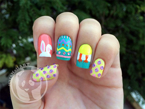 Easter Eggs And Bunny Nail Art