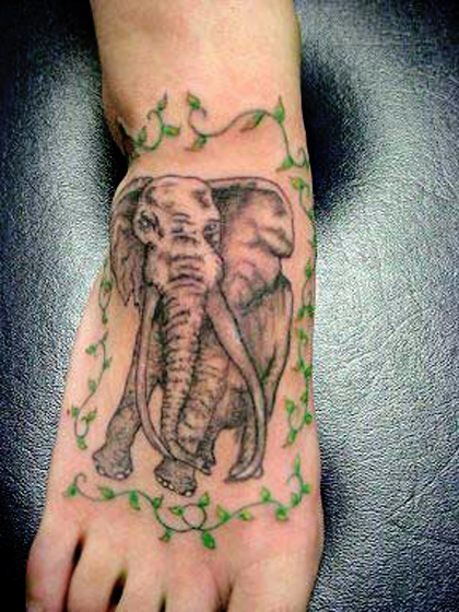 Elephant Vine Foot Tattoo