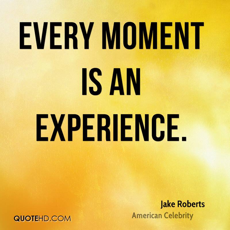 Every Moment Is An Experience. Jake Roberts