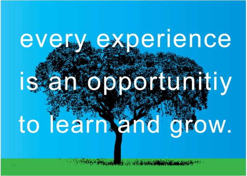 Every experience is an opportunity to learn and grow