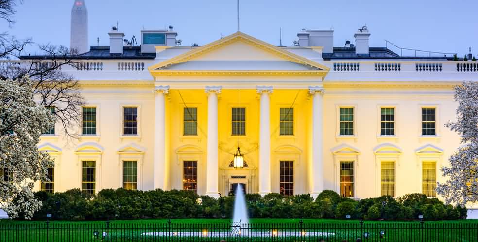 Exterior View Of White House At Night