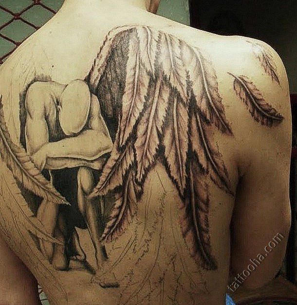 Fallen Angel Tattoo In Progress On Back