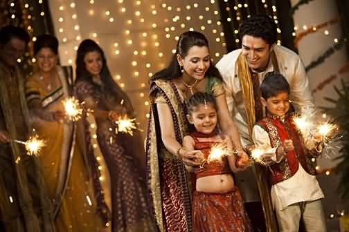 Family Celebrating Diwali Picture