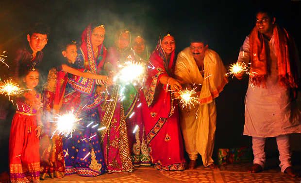 Family Celebrating Diwali