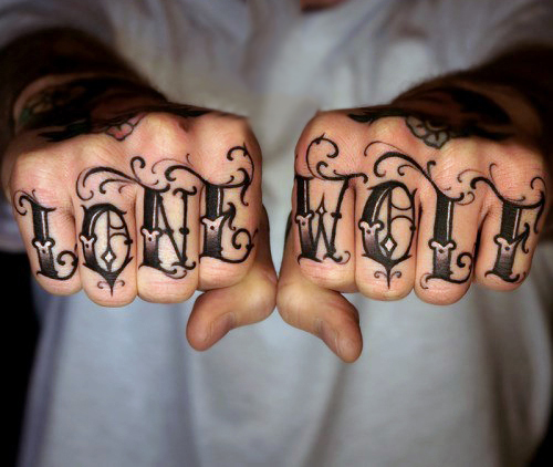 Fancy Lone Wolf Knuckle Tattoo For Men