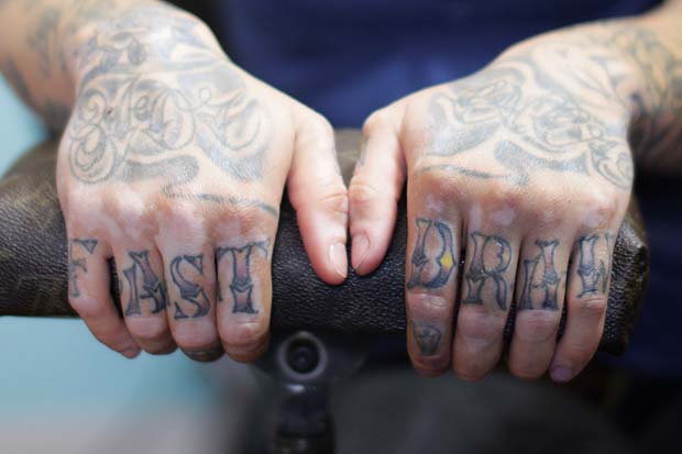 Fast Draw Words Tattoo On Both Hand Fingers