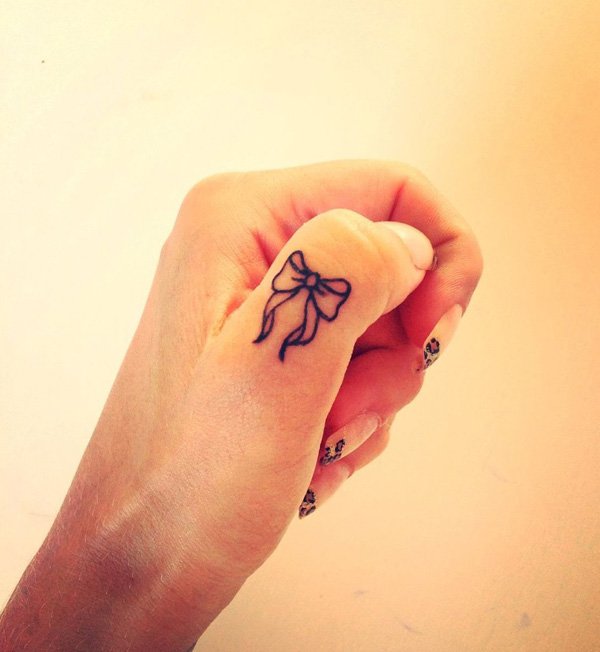 Finger Bow Tattoo For Girls