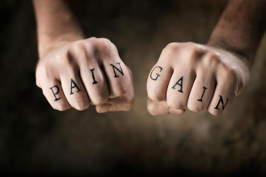 Finger Pain Gain Words Tattoo