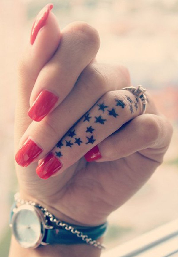 Finger Stars Tattoo For Girls