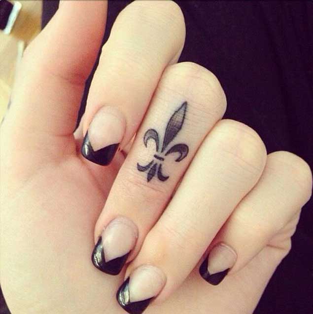 Fleur De Lis Finger Tattoo For Girls