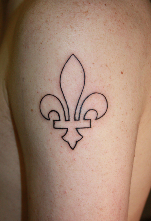 Fleur De Lis Outline Tattoo On Shoulder