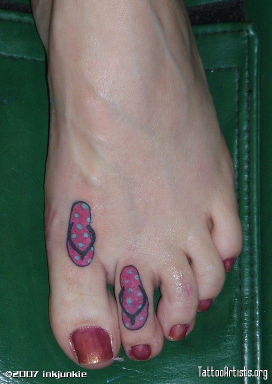 Flip Flop Tattoo On Toe For Girls