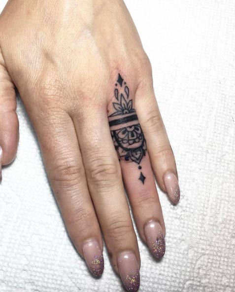 Flower Ring Finger Tattoo For Girls By Barythaya