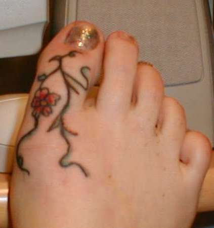 Flower Vine Tattoo On Toe