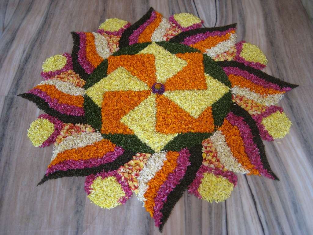 Flowers Rangoli Design Idea For Diwali